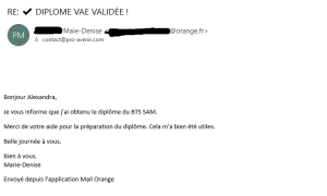 Réussite BTS SAM MARIE DENISE ANONYME