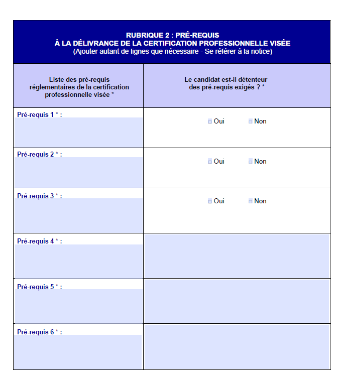 prérequis vae
